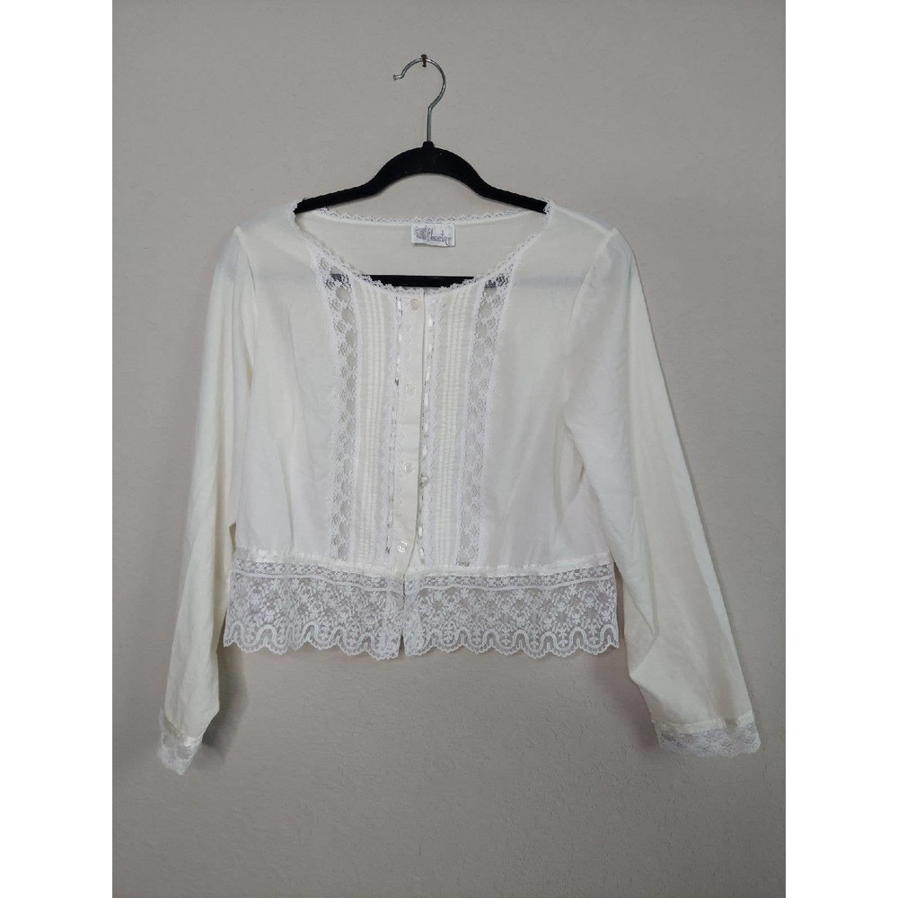 Vintage Lace Trimmed Cropped Blouse